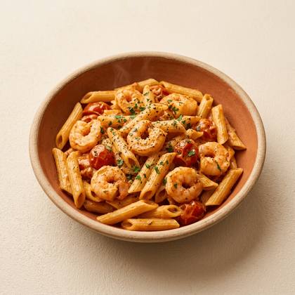 Pasta Garnelen mit Garnelen, Tomaten-Sahnesoße