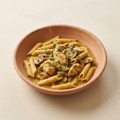 Pasta Curry Hähnchen mit Curry, Sahnesoße, Hähnchenbrust, Champignons